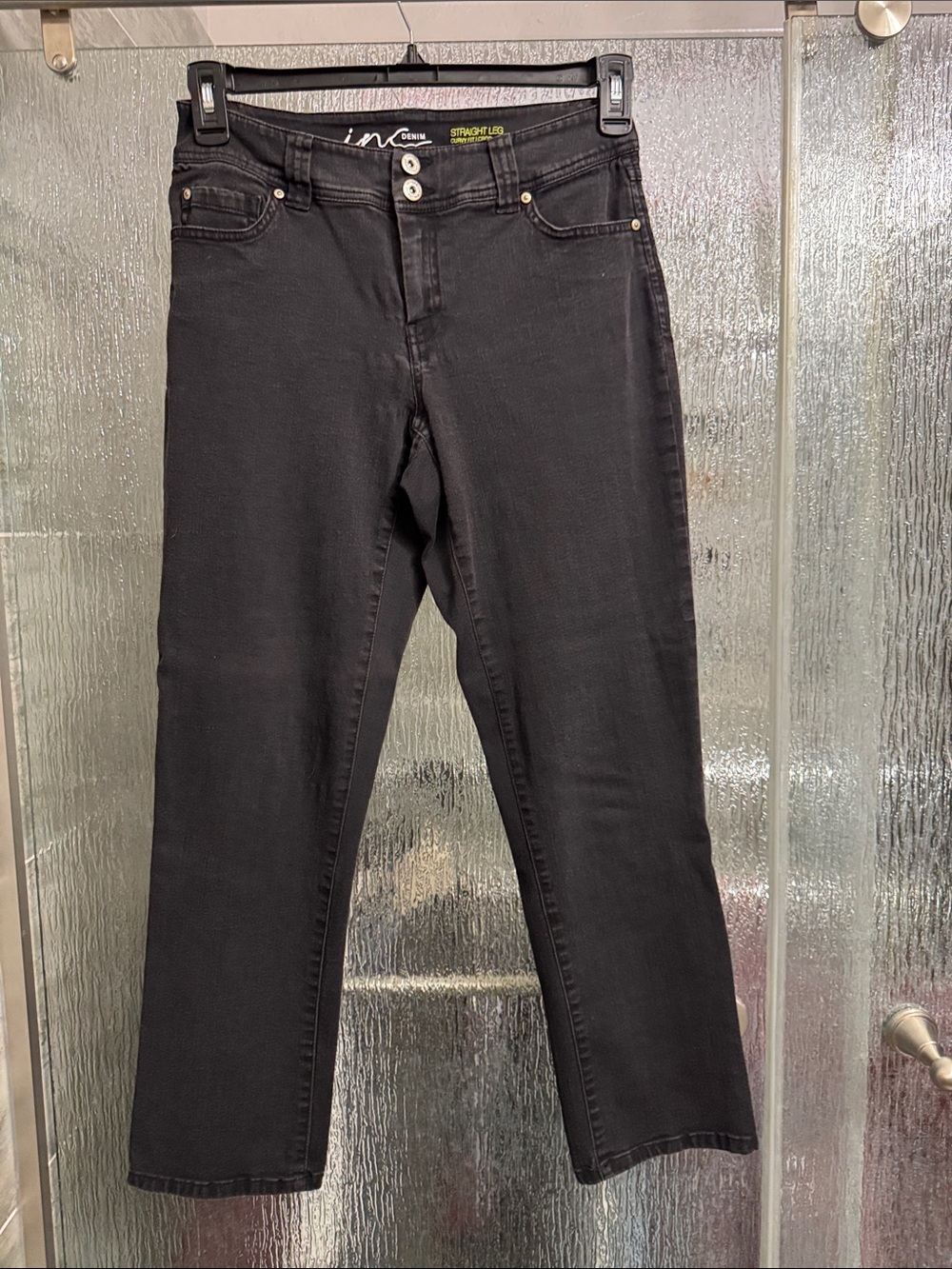 INC International Concepts Black Straight Leg Crop Jeans